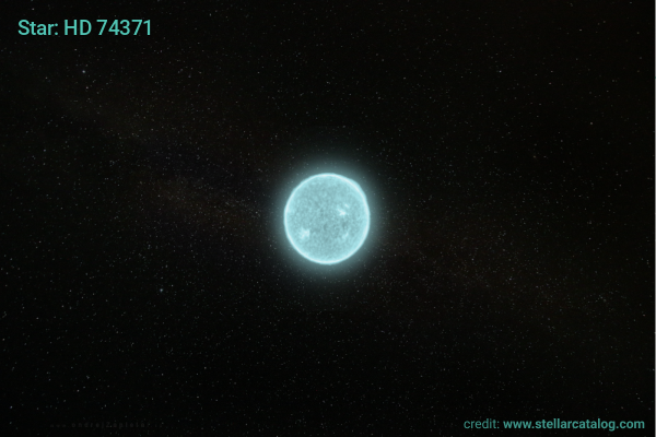 Evolutionary stages of blue supergiant star HD 74371 revealed by light patterns
